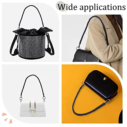 Image of WADORN Leather Braided Purse Handle, 25 Inch PU Leather Braided Handbag Bag Strap Replacement Short Bucket Bag Strap with Round Ring for Neonoe Hobo Bag Multi Pochette Crochet Bag Tote, Black