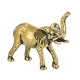 DEARMAMY Estatua de Elefante de Latón Vintage Decoración Retro de Animales Artesanía Bronce Figura de Elefante para Mesa Hogar Oficina Estabilidad y Durabilidad