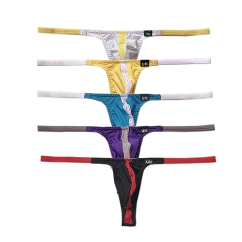 Men's Colorblocking Breathable Mesh Comfort Low Rise G-String Thongs Underwear