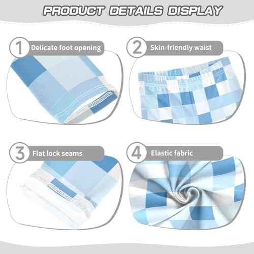 Boccsty White Blue Checkered Girls Leggings Kids Yoga Pants Dance Active Tights 4T3