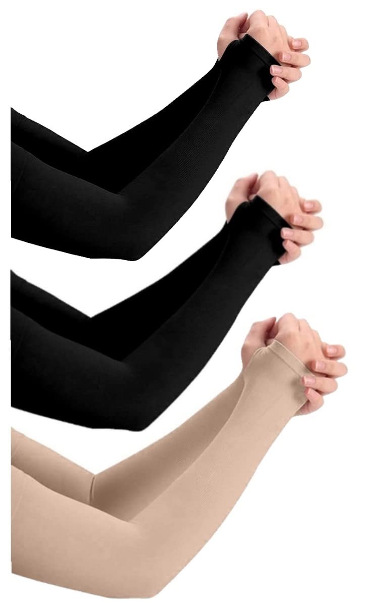 PURSUE FASHIONUnisex Full Arm Fingerless Sleeves Gloves for UV, Dust, Summer, UV Sun Protection Arm Sleeves for Men & Women, Protection Arm Sleeves