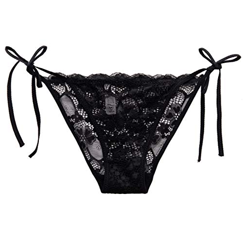 HTRUIYA Women's Side Tie Panties Wild Lace Bikini Adjustable G-String Underwear
