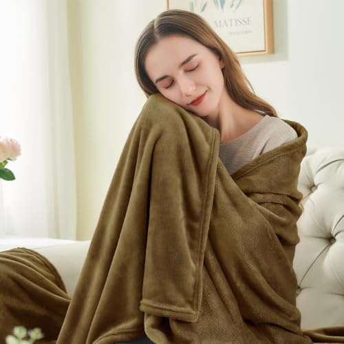 Image of BEDELITE Fleece Blanket Soft Lightweight & Warm Iced Coffee 60 inchx80 inch Throw