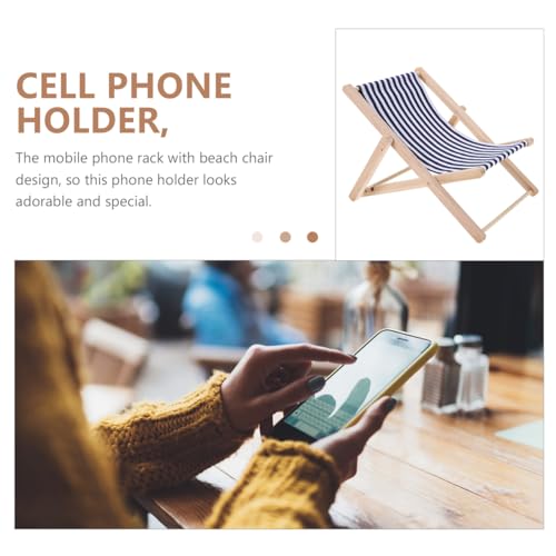 Décorations de gâteau mini chaise de plage NUOBESTY support téléphone bois - 7