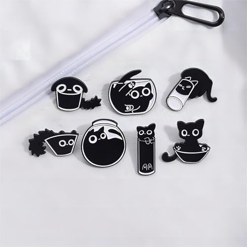 Image of Creative Cat Themes Enamel Pins Set - Lovely Cats Brooch Pin for Backpack Bag Hat, Gifts for Cats Lover