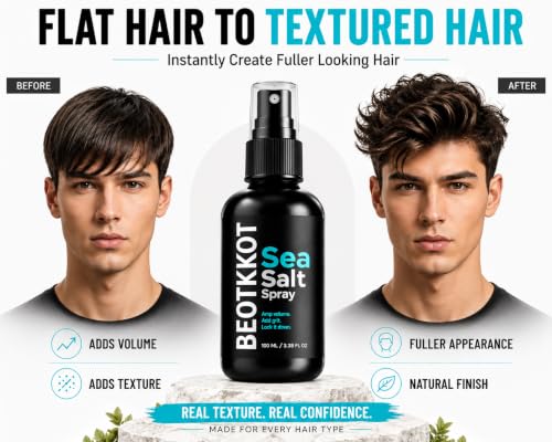 Image of Sea Salt Hair Spray for Men with Styling Comb | Hair Volumizer & Texturizer | Beach Waves | Natural Matte Finish | Medium Hold | Adds Texture & Volume | Hair Styling Spray 100ml