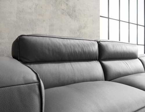 Image of Fabrique Georgia Leatherette 5 Seater Sturdy Look Sofa Set with Puffy | Premium Luxuries & Comfortable Furniture Perfect for Home Guests Office & Living Room | with Moveable Headrest | Cement Grey2