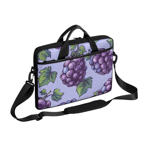 Purple Grape Fruit Pattern Laptop Bag for Women Men 13-15 Inch Computer Briefcase Bag Lightweight Notebook Shoulder Messenger Bag