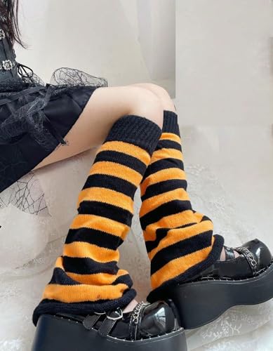 Image of WODECASA Girls Kawaii Leg Warmers Knitted Flared Leg Sleeves Goth Crochet Baggy Cuff Ankle Heap Socks