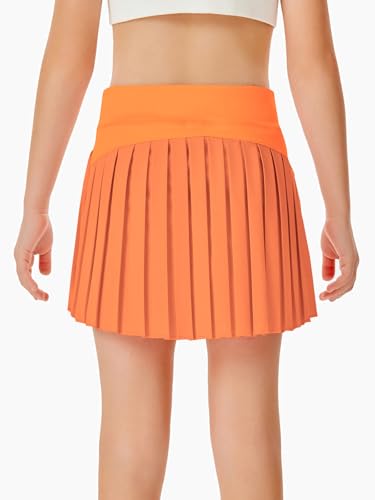 Image of Haloumoning Girls Pleated Skirts with Shorts Athletic Tennis Skorts Sport Performance Skirt with Pockets 4-14 Years