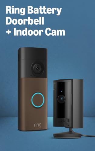 Image of Ring Battery Doorbell (newest model) Matte Mocha, with Indoor Cam, Black
