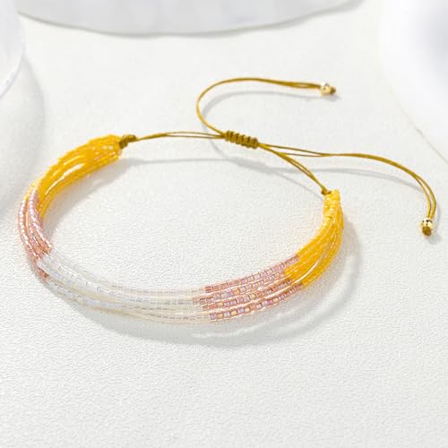 Image of KELITCH Layered Miyuki Beads Bracelets Adjustable Strand Bracelets Bangles Bohemian Style Summer