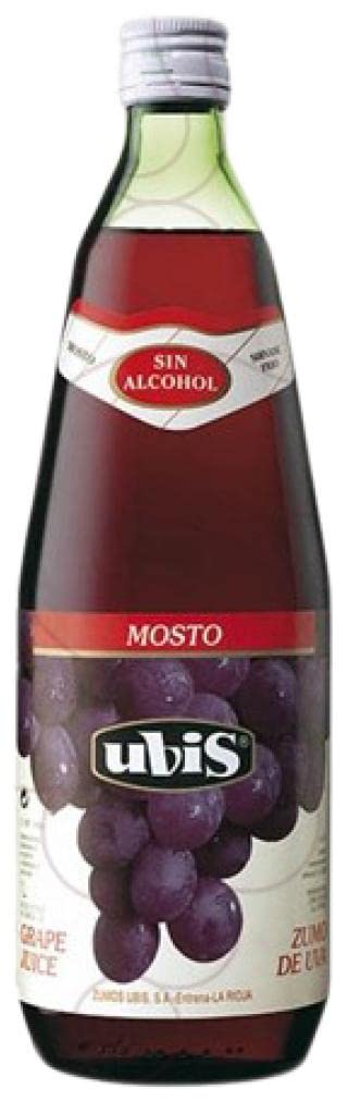 12 × Refrescos y Mixers Ubis Mosto Tinto (Caja de 12 Botellas de 1 L)