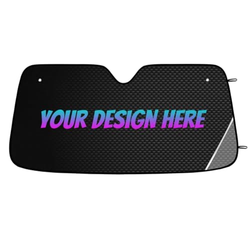 lenanasu Custom Car Windshield Sunshade with Photo & Text, Personalized Foldable Sun Shield Keep Your Vehicle Cool