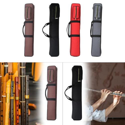 Image of STYLEHEAVEN Bamboo Flute Carrying Case Organizer Accessories with Shoulder Strap Handbag Coffee