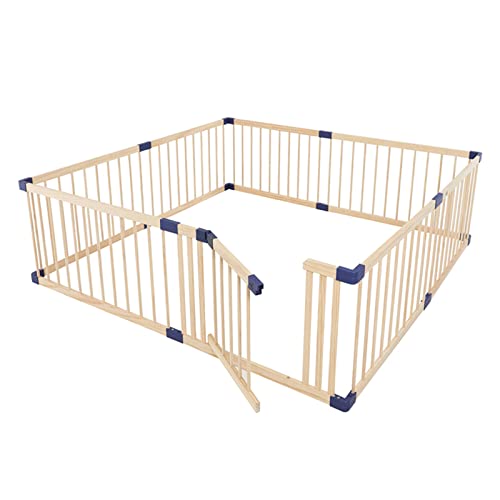 Jolan Baby Playpen Wooden, Multifunctional Baby Fence with Door, Anti-Fall Safety Playard Playpen, Crawling Fence, 61cm Height, Breathable/Durable, for Indoor Outdoor Home,160×160cm