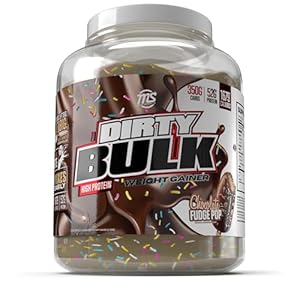 MAN Sports – Dirty Bulk: Chocolate Fudge Pop High Protein Weight Gainer Powder with 52g of Protein
