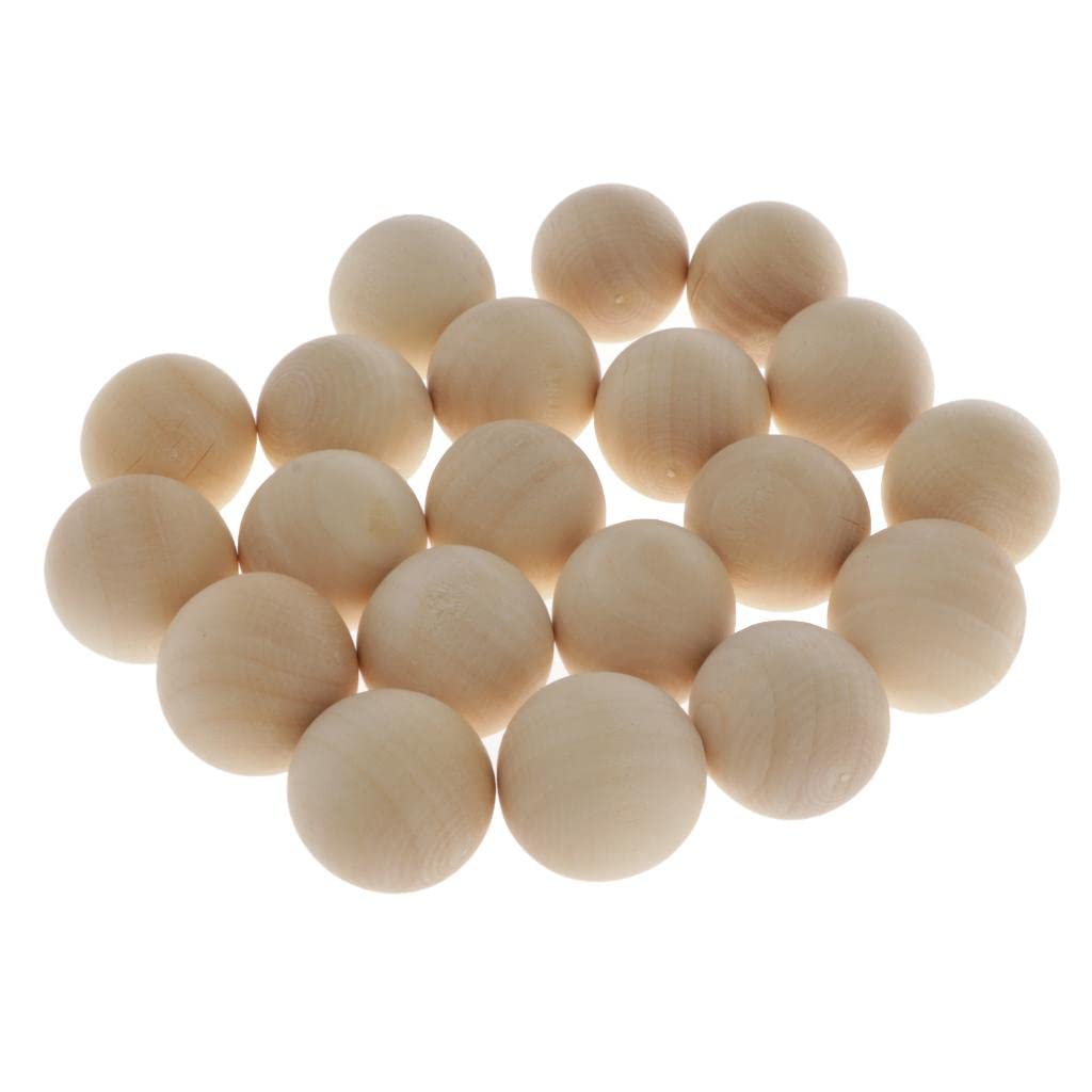 Juego de 5 cuentas redondas de madera sueltas de 10/20 piezas para joyas, manualidades, 30 mm, 20 unidades