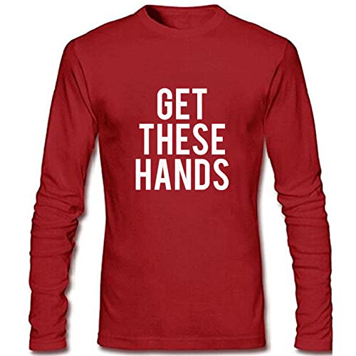 Men's Get These Hands Fashion Casual Loose Shirts (Red,XXL)