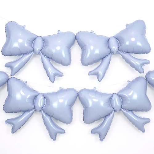 Image of 6 Pieces Bow Balloons, Light Purple Metallic Foil Bow Balloon, Big Pastel Purple Balloons for Bow Theme Happy Birthday Party, Wedding Bridal Baby Shower, Balloon Garland Accessories