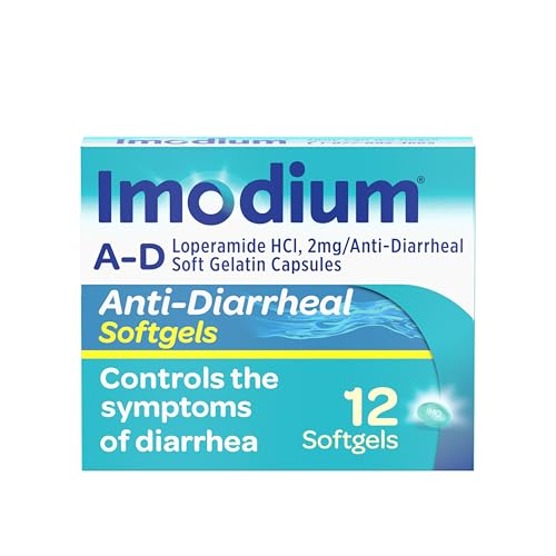 Imodium A-D Diarrhea Relief Softgels with Loperamide HCl Anti-Diarrheal Medicine to Help Control Symptoms of Diarrhea Due to Acute Travelers Diarrhea HSA/FSA Eligible 12 ct
