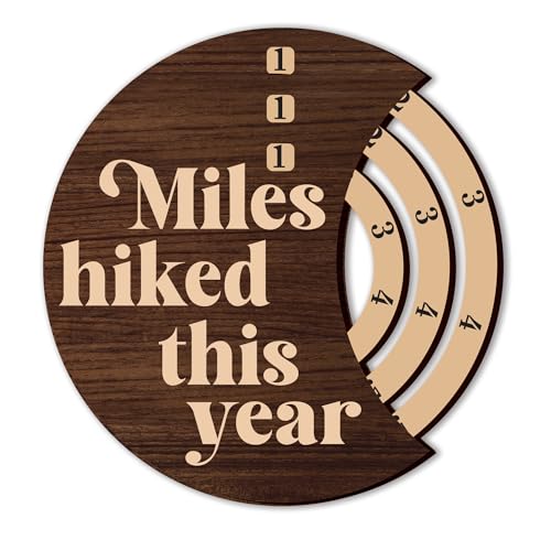 Hiking Gifts for Women Men Dad, Mile Tracker Wooden Sign with Rotating Dial, Unique Gifts...