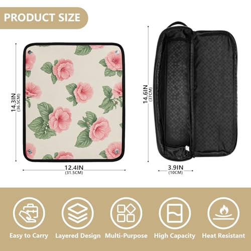 Bolsa de Viaje para Herramientas de Cabello Pink Begonias Neutral y Tapete Resistente al Calor para Organizador de Herramientas de Pelo para Mujer miniatura 4