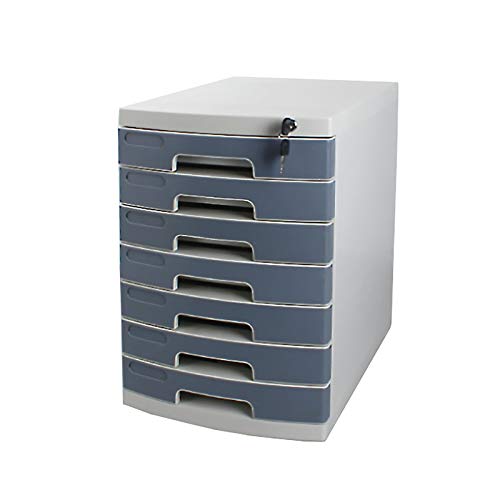 SDVantage Organizador de cajones de escritorio, con cerradura de seguridad, caja A4 para oficina, 7 niveles, gris, azul, blanco, aumenta la eficiencia del trabajo (gris)