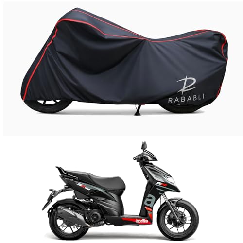 Image of Waterproof Bike Body Cover Compatible for | Aprilia SR 160 STD | Taffeta Fabric, Red Piping Design, Bottom Elastic Fit | Dustproof, Sun UV & Rain Protection for All Bikes