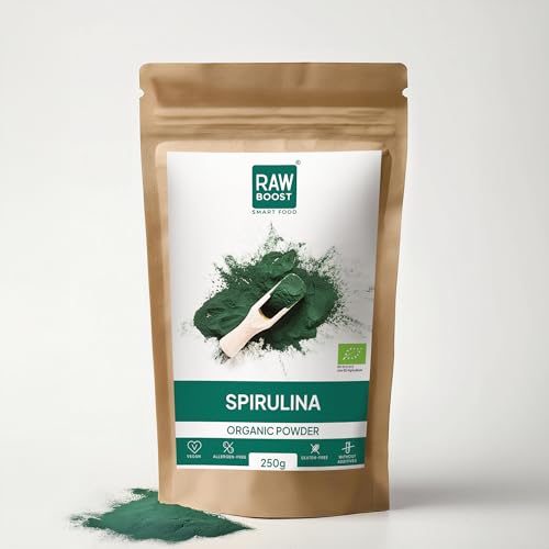Spirulina Pulver Bio 250 g 100% aus biologischem Anbau Reich an Eiweiß Chlorophyll & Mineralstoffen Natürliches Superfood Vegan Glutenfrei & Ohne Zusätze