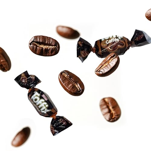 Toffix Coffee Chews, Center-Filled Soft Chewy Candy, 250 Pieces of Individually Wrapped Snacks for Kids & Adults, Coffee Flavored Chewy Candies - 2 Pound Bulk Bag - Pack of 8