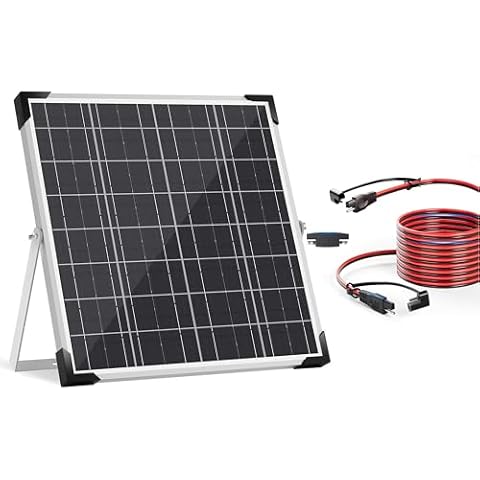20W Solar Battery Trickle Charger Maintainer + 30FT SAE Extension Cable 16AWG Cover