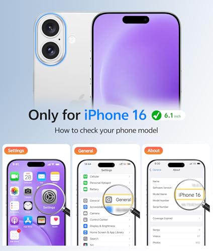 Image of FNTCASE for iPhone 16 Case: [Compatible with Magsafe] Translucent Matte Cases with [Full Camera Protection] [Screen Protector] Military Grade Shockproof Protective Phone Cover - Purple