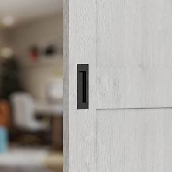 6 1/2" Black Recessed Door Handle Rectangular Iron Flush Barn Door Handle Pull Grab with Mount Screws Included 1-Pack