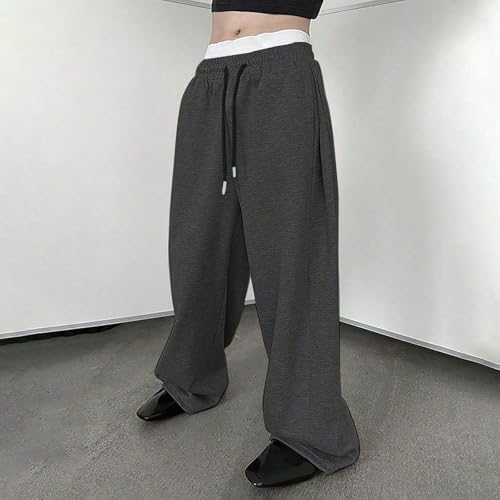 Mens Drawstring Waist Wide Leg Athletic Pants Lightweight Stretch Fabric Casual Sporty Loungewear Trousers with3