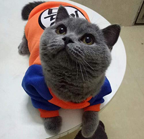 Cartoon Puppy Dog Cat Hoodie Sweatshirt Winter Pet Clothes For Small Dogs French Bulldog Pug Coat Jacket Dogs Pets Clothing Suit (L, Hoodie-Wukong) #TOP7