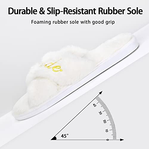 DICUIRD Bride slippers Wedding Slippers I Do Slippers Bridesmaid Slippers Women slippers-Bride Slippers for Wedding Day Bride slippers for women White Slippers for Bride4