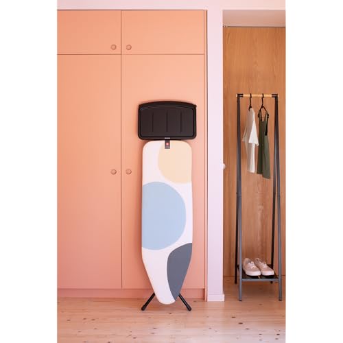 Image of Brabantia Comfort Ironing Board with Solid Steam Generator Rest | Medium (Size B) | Fairtrade Bubbles Cover | Adjustable Height (27-38 inch), XL Iron Rest, Easy Fold, Anti-Collapse Lock, Non-Slip Feet