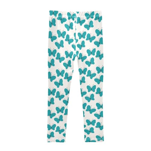 Green Butterfly Girls Leggings,Workout Leggings for Girls Toddler Athletic Leggings Size for 3-10T2