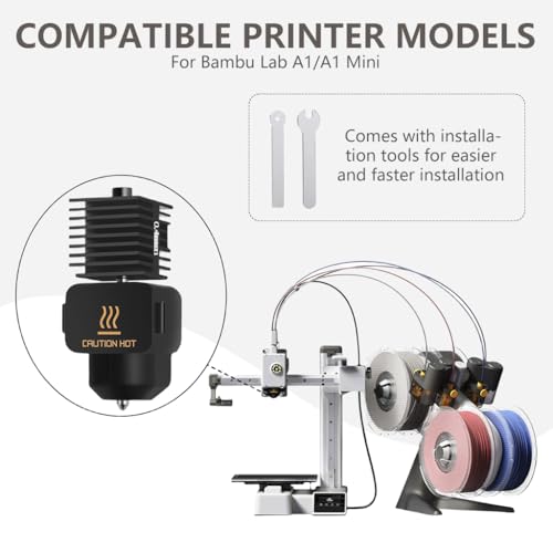 Image of Serplex Removable Hardened Steel Hotend for Bambu Lab A1 Mini 3D Printer, 0.4mm Aluminum Heat Sink Nozzle Kit with Installation Tools, Compatible Replacement or Upgrade Extrusion System Assembly