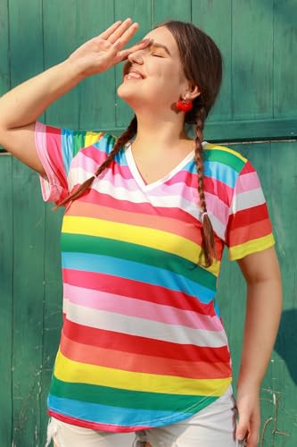 Image of RITERA Women Plus Size Tops Tie Dye V Neck Shirt Floral Camo Summer Short Sleeve Tunic Oversized Ladies Blouse XL-5XL