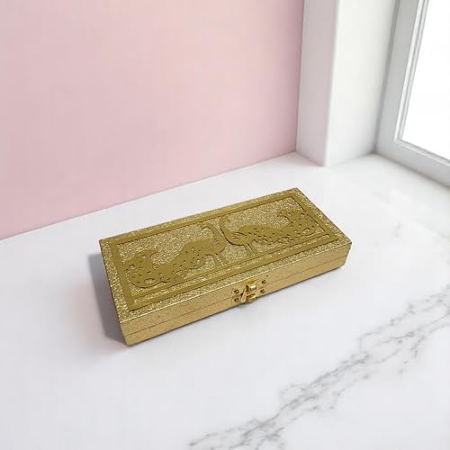 Image of SHAKTISM Decorative and Attractive Box Cash Box, Shagun, Jewellery, Money Envelop Wedding, Gift, Bangel box (Pack of 1Pc) (Peacock Golden)