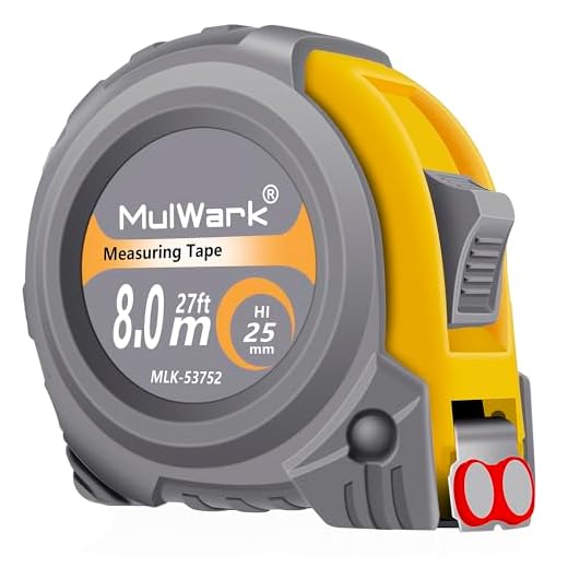 MulWark 26ft Measuring Tape Measure by Imperial Inch Metric Scale with Both-side Metal Blade,Magnetic Tip Hook and Shock Absorbent Case-for Construction,Contractor,Carpenter,Architect,Woodworking