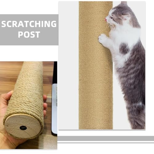 Poste de rascado para gato de madera sólida con cuerda de yute miniatura 4