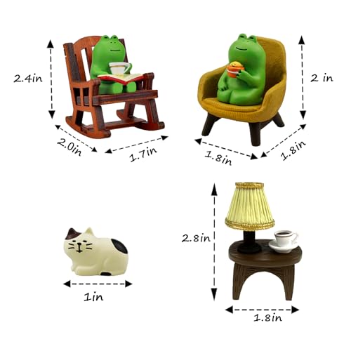 Refintural Miniature Frog Figurines Statue, Adorable Frog Collectibles for Desk and Bedroom Decor, Perfect Indoor Home Decorations and Gifts