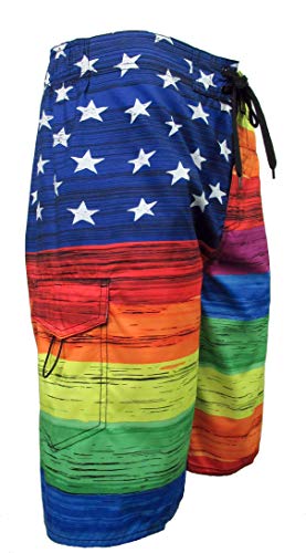 Licensed-Mart Men's Patriotic American USA Flag Shorts Swim Run Trunks2