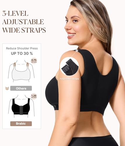 Image of BRABIC Post Surgery Front Closure Bras for Women No Underwire Compression Surgical Mastectomy Everyday Bra