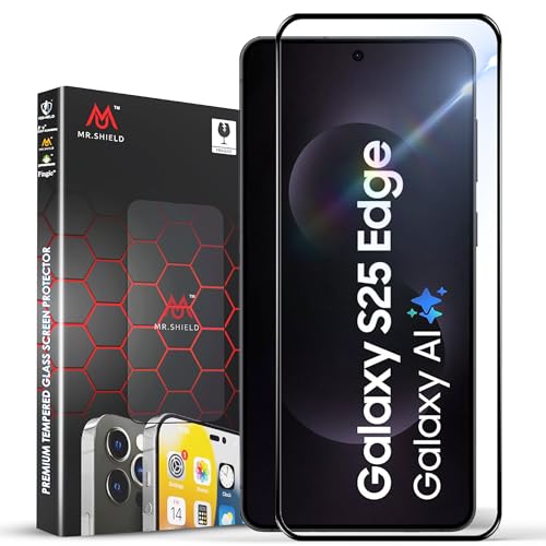Image of Mr.Shield Top-Notch HD+ Tempered Glass Screen Protector Guard for Samsung Galaxy S25 Edge (6.7 Inch), 9H Hardness, Military Grade Protection, Easy Installation kit