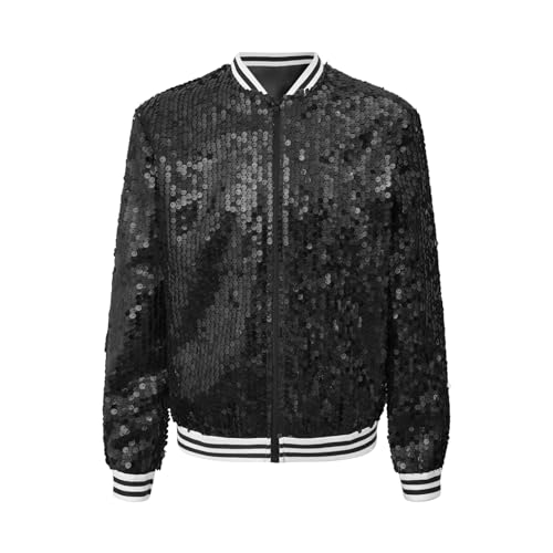 Choomomo Kids Girls Sequin Jacket Long Sleeve Zipper Up Party Glitter Bomber Jacket Sparkle Outwear