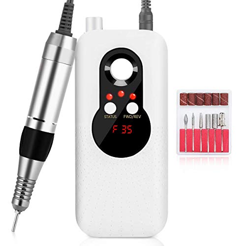 Portable Nail Drill Machine, Opqpq 35000RPM Professional Rechargeable Electric Efile Nail Drill for Acrylic Nails, Manicure/Pedicure, Polishing, Cuticle - Salon or Home Use